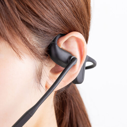 Bluetoothヘッドセット（オープンイヤー・単一指向性マイク・クレードル 充電台・ENCノイズキャンセル・無線・軽量・通話・ブラック）