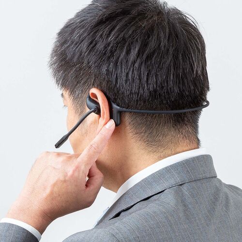 Bluetoothヘッドセット（オープンイヤー・単一指向性マイク・クレードル 充電台・ENCノイズキャンセル・無線・軽量・通話・ブラック）