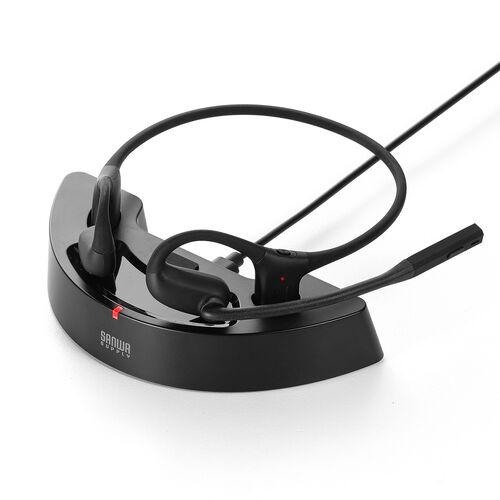 Bluetoothヘッドセット（オープンイヤー・単一指向性マイク・クレードル 充電台・ENCノイズキャンセル・無線・軽量・通話・ブラック）