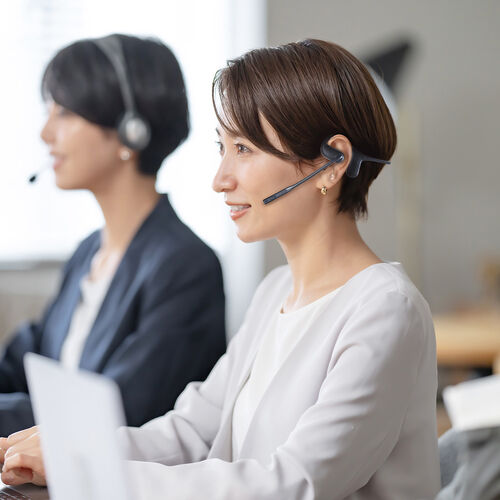 Bluetoothヘッドセット（オープンイヤー・単一指向性マイク・クレードル 充電台・ENCノイズキャンセル・無線・軽量・通話・ブラック）