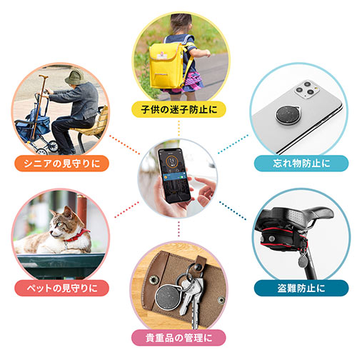 スマートタグ（biblle LiTE ・忘れ物防止・紛失防止・電池式・IP66・見守り・探し物・鍵・スマホ・ブラック）