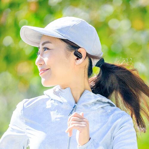 オープンイヤー型 ワイヤレスイヤホン（Bluetooth5.4・IPX5・防水・空気伝導・Type-C充電・耳掛け式・サイズ調整可能・耳を塞がない・開放型・ヘッドセット・軽量10g・ブラック）