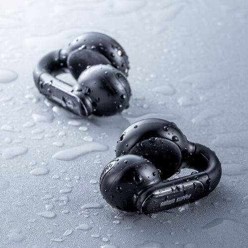 イヤーカフ イヤホン（完全ワイヤレス・オープンイヤー型・Bluetooth 5.3・左右非対称・最大24時間・マイク通話・耳挟み式・ながら聴き・小型・軽量・IPX4・ブラック）