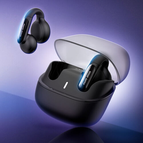 イヤーカフ イヤホン（完全ワイヤレス・オープンイヤー型・Bluetooth 5.3・左右非対称・最大24時間・マイク通話・耳挟み式・ながら聴き・小型・軽量・IPX4・ブラック）