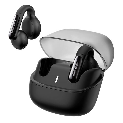 イヤーカフ イヤホン（完全ワイヤレス・オープンイヤー型・Bluetooth 5.3・左右非対称・最大24時間・マイク通話・耳挟み式・ながら聴き・小型・軽量・IPX4・ブラック）