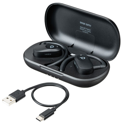 オープンイヤー ワイヤレスイヤホン（Bluetooth6.1・耳掛け・上下左右調整・マイク通話・耳を塞がない・音漏れ防止・ながら聴き・最大32時間音楽再生・角度調整・ヘッドセット・ブラック）