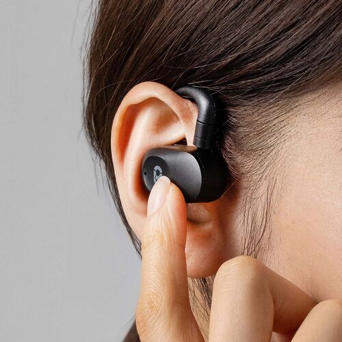 オープンイヤー ワイヤレスイヤホン（Bluetooth6.1・耳掛け・上下左右調整・マイク通話・耳を塞がない・音漏れ防止・ながら聴き・最大32時間音楽再生・角度調整・ヘッドセット・ブラック）