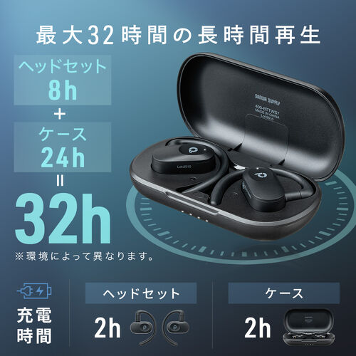 オープンイヤー ワイヤレスイヤホン（Bluetooth6.1・耳掛け・上下左右調整・マイク通話・耳を塞がない・音漏れ防止・ながら聴き・最大32時間音楽再生・角度調整・ヘッドセット・ブラック）