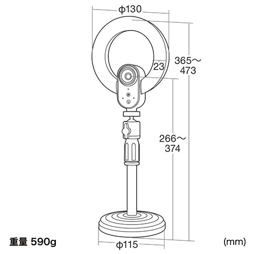 LEDライト一体型 Webカメラ（1080pFHD・3光色・オートフォーカス・マイクなし・スタンド・ウェブ会議・Zoom・Teams・Skype対応）