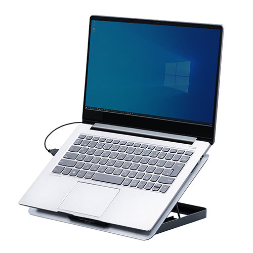 ノートパソコンクーラー（アルミ・冷却台・15.6インチ対応・USB給電・無段階風量調節・8段階角度調節・大型ファン・静音） CLN031