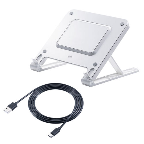 ノートパソコンクーラー（瞬間冷却・アルミ・ペルチェ素子・15.6インチ対応・USB給電・6段階角度調節・ストッパー付き・ホワイト）