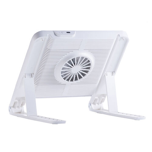 ノートパソコンクーラー（瞬間冷却・アルミ・ペルチェ素子・15.6インチ対応・USB給電・6段階角度調節・ストッパー付き・ホワイト）