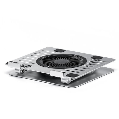 ノートパソコンクーラー スタンド 静音 無段階 角度調節 高さ調整 アルミ製 冷却台 15.6インチ対応 USB給電 大型ファン 卓上 折りたたみ