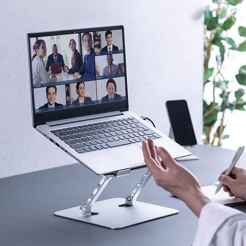 ノートパソコンクーラー スタンド 静音 無段階 角度調節 高さ調整 アルミ製 冷却台 15.6インチ対応 USB給電 大型ファン 卓上 折りたたみ