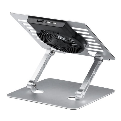 ノートパソコンクーラー スタンド 静音 無段階 角度調節 高さ調整 アルミ製 冷却台 15.6インチ対応 USB給電 大型ファン 卓上 折りたたみ