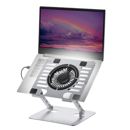ノートパソコンクーラー スタンド 静音 無段階 角度調節 高さ調整 アルミ製 冷却台 15.6インチ対応 USB給電 大型ファン 卓上 折りたたみ