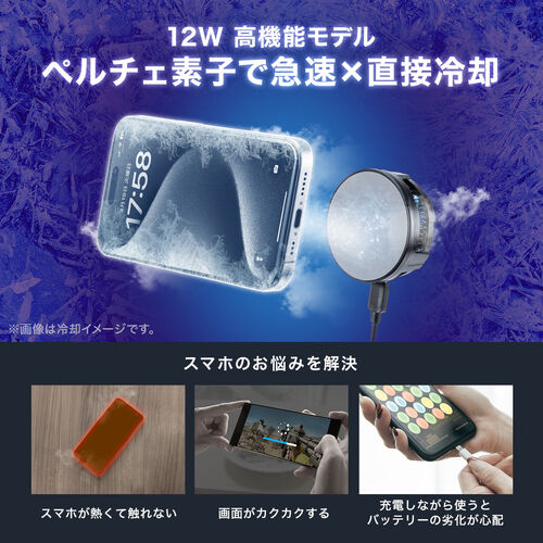 スマホ冷却（スマホクーラー・高機能・12W出力・ペルチェ素子・マグネット固定・クリップ固定・MagSafe・軽量・冷却ファン・タイプC・PD給電・おすすめ・iPhone・Android） CLN036