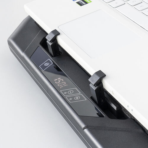 ノートパソコンクーラー（ターボファン・冷却台・超強力・無段階風量調整・角度調整・USBハブ・最強・12-19インチ対応・ゲーミング・エンコード・ブラック）