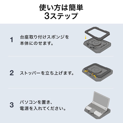 ノートパソコンクーラー（ターボファン・冷却台・超強力・無段階風量調整・角度調整・USBハブ・最強・12-19インチ対応・ゲーミング・エンコード・ブラック）