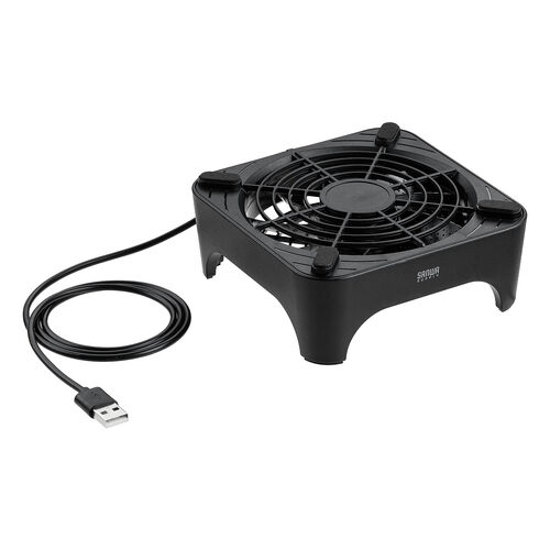 ホームルーター冷却ファン（冷却クーラー・熱対策・静音・超小型・USBファン・オンオフスイッチ・ミニPC・HDD・冷却スタンド・12cmファン・長時間稼働・冷却台・コンパクト・ブラック）