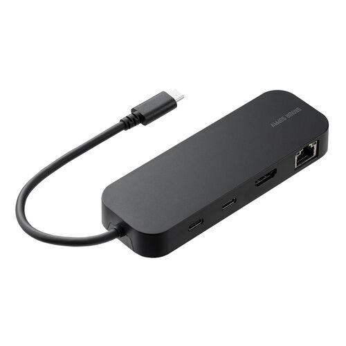 USB-C モバイルドッキングステーション（8-in-1・HDMI・1画面・PD100W・急速充電・SD/microSDカードリーダー・有線LAN・USB-A・4K/30Hz・5Gbps・USBハブ）