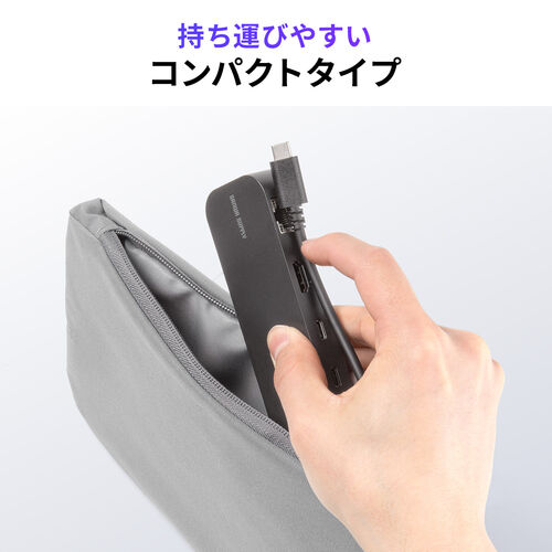 USB-C モバイルドッキングステーション（8-in-1・HDMI・1画面・PD100W・急速充電・SD/microSDカードリーダー・有線LAN・USB-A・4K/30Hz・5Gbps・USBハブ）