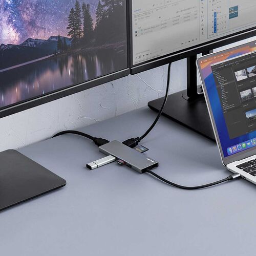USB-C モバイルドッキングステーション（8-in-1・HDMI・フルHD・2画面・PD100W・急速充電・SD/microSDカードリーダー・USB-A・5Gbps・USBハブ・薄型）