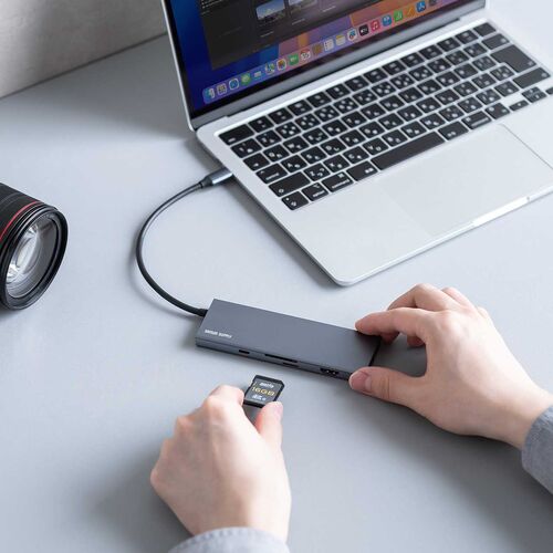 USB-C モバイルドッキングステーション（8-in-1・HDMI・フルHD・2画面・PD100W・急速充電・SD/microSDカードリーダー・USB-A・5Gbps・USBハブ・薄型）