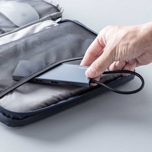 USB-C モバイルドッキングステーション（7-in-1・HDMI・4K/30Hz・2画面・PD100W・急速充電・USB-A・5Gbps・USBハブ・薄型・ガンメタリック）
