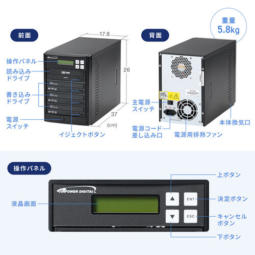 デュプリケーター（CD / DVD 3枚同時・大量コピー・クローン・複製・消去・削除・パソコン不要・日本語・法人・貸出機サービス）