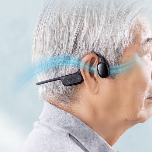 骨伝導集音器 両耳｜ワイヤレス・軽量・かんたん操作・耳に入れない・充電式