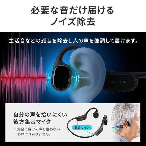 骨伝導集音器 両耳｜ワイヤレス・軽量・かんたん操作・耳に入れない・充電式