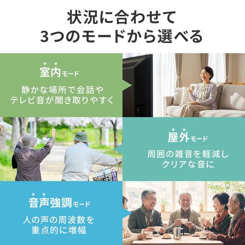 骨伝導集音器 両耳｜ワイヤレス・軽量・かんたん操作・耳に入れない・充電式