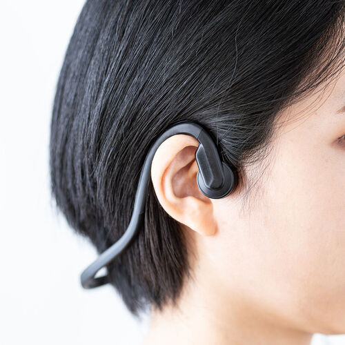 骨伝導ヘッドセット（有線タイプ・USB A接続 ・マイク付き・ケーブル長1.4m・軽量38g・ながら聴きイヤホン・在宅ワーク・軽量・長時間着用） HS047