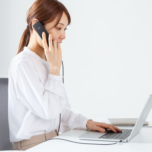 USBハンドセット(USB受話器・音量調節可能・Zoom/ Microsoft Teams/Google Meet・Windows/Mac・軽量・ケーブル1.2ｍ・無（全）指向性）