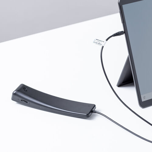 4極対応ハンドセット（受話器・音量調節可能・Zoom/Microsoft Teams/Google Meet・Windows/Mac・軽量・ケーブル1.2ｍ・無（全）指向性）