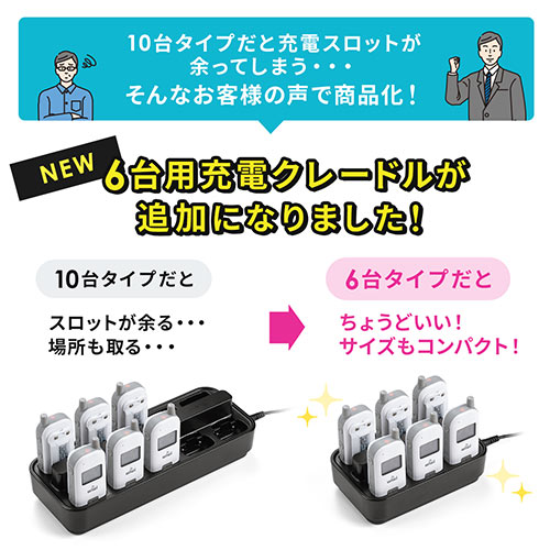 400-HSGS002専用充電ステーション ツアーガイド充電クレードル 6台用 HSGS-CL3