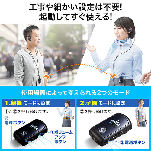ワイヤレスガイドシステム（双方向・イヤホンマイク・業務用・ツアーガイド・ガイドレシーバー・ホテル・イベント会場・ホテル・講義・工場見学・病院・放送局・劇場・インカム・軽量・充電式・電波法）