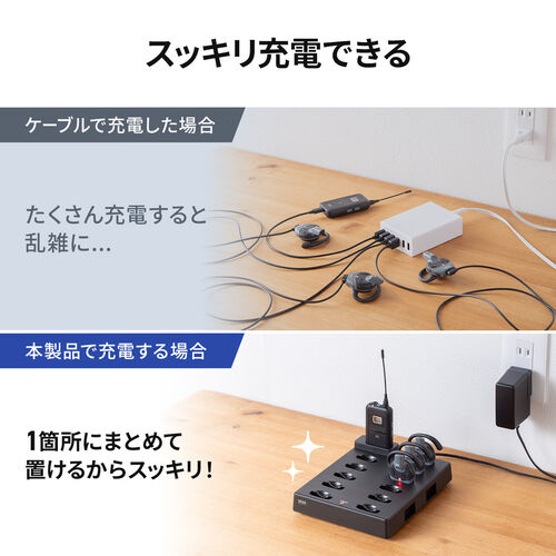 EZ4-HSGS004T/R専用充電ステーション（親機×1/子機×11台設置可能・ワイヤレスガイドシステム充電台・ツアーガイド・シスガイド・充電クレードル）