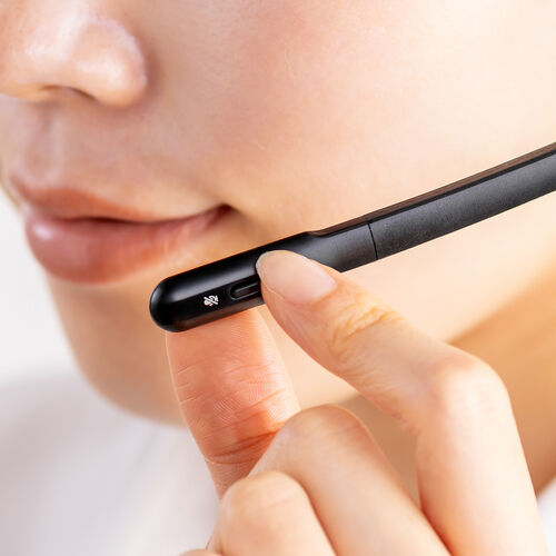 ワイヤレスヘッドセット（業務用・充電スタンド付き・片耳・遅延の少ない2.4GHz・最大通話約25時間・ノイズキャンセリングマイク付き・ミュートボタン・USB接続）