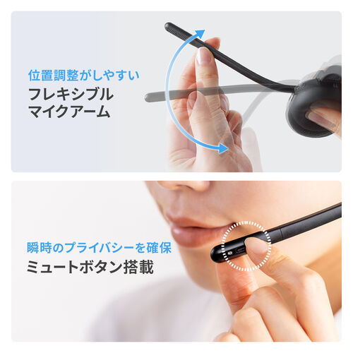 ワイヤレスヘッドセット（業務用・充電スタンド付き・片耳・遅延の少ない2.4GHz・最大通話約25時間・ノイズキャンセリングマイク付き・ミュートボタン・USB接続）