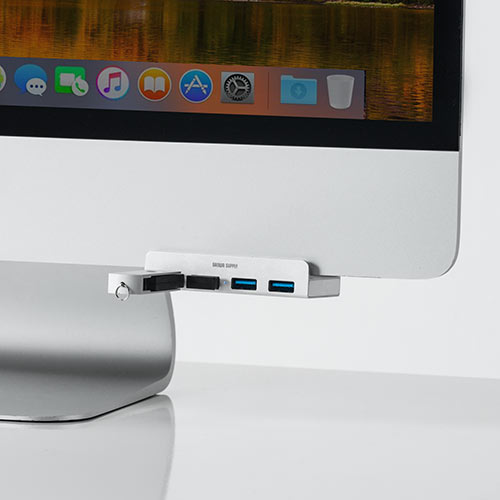 USBハブ（クランプ式・USB3.1 Gen1・4ポート・バスパワー・ケーブル長1.5m・シルバー）