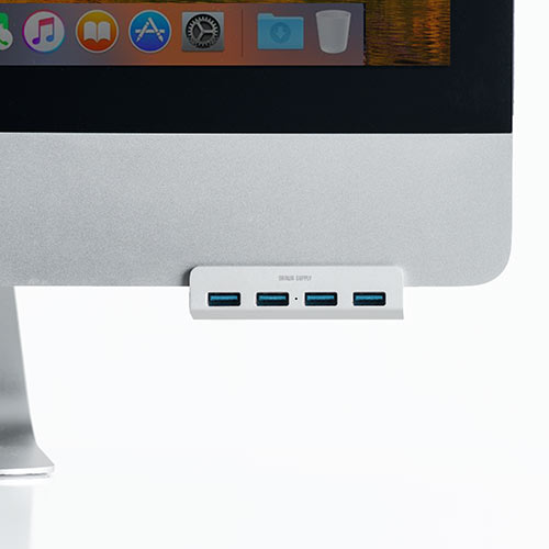 USBハブ（クランプ式・USB3.1 Gen1・4ポート・バスパワー・ケーブル長1.5m・シルバー）