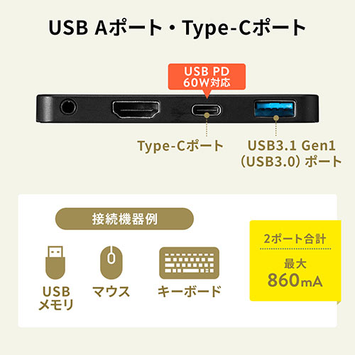 USB3.1/3.0ハブ（Surface Go・Go2専用・USB Type-C・USB A・HDMI