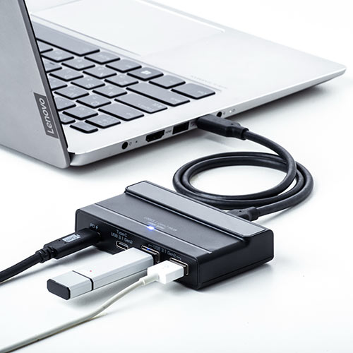 USB Type-Cハブ（USB3.1 Gen2/Gen1・USB3.0/2.0/1.1・USB PD・4ポート・バスパワー・セルフパワー対応・ACアダプタ付き・ブラック）