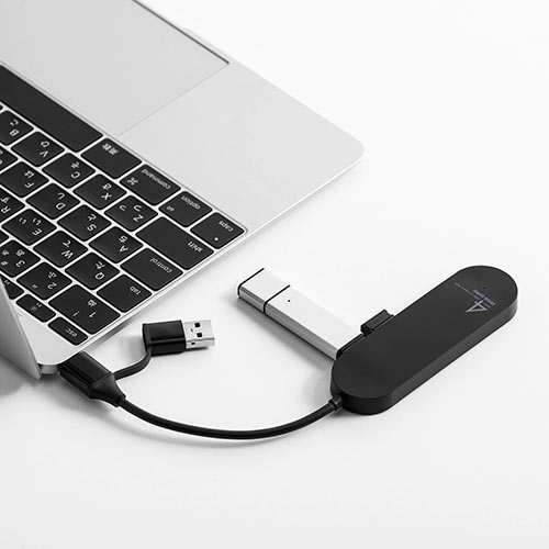 USB Type-Cハブ（USB A変換アダプタ付き・4ポート・USB3.1 Gen1・USB 3.0・バスパワー・ブラック）