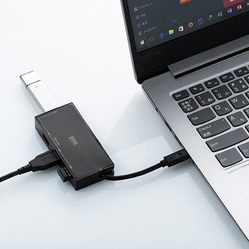 USB Type-Cハブ（4ポート・USB3.1 Gen1・USB3.0・HUB・バスパワー・ケーブル収納・3+1ポート・ブラック）