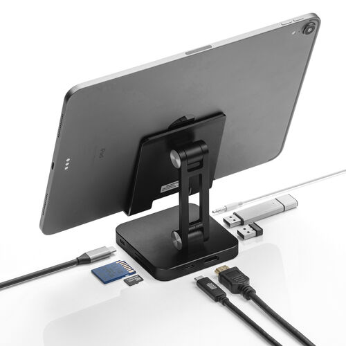 ドッキングステーション（USB・Type-C・スマホ・タブレット・スタンドタイプ・PD60W・・4K・7in1・HDMI・USB3.0・SD/microSDカード） HUB088BKN