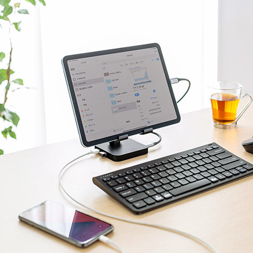 ドッキングステーション（USB・Type-C・スマホ・タブレット・スタンドタイプ・PD60W・・4K・7in1・HDMI・USB3.0・SD/microSDカード） HUB088BKN