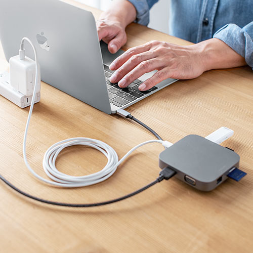 ドッキングステーション（USBハブ・持ち運び・コンパクト・巻き取り収納・USB・Type-C・PD100W・4K・8in1・HDMI・VGA・ROG AIIｙ・Steam Deck ） HUB091S